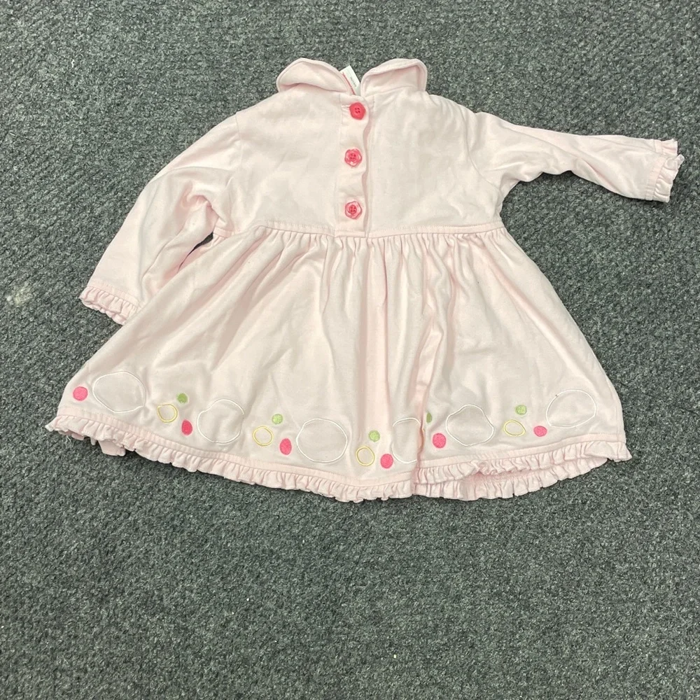Hanna Andersson Light Pink long sleeve Circles Ruffles dress 70 cm/6-12 months